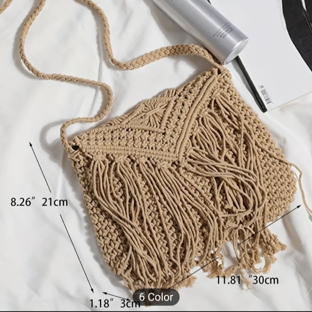 Purse Tassel Tote over the shoulder Boho Style Shoulder Bag Hippie Purse - Picture 3 of 10